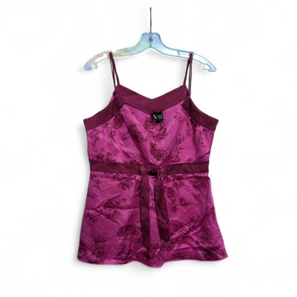 Silk Floral Pink Camisole V-neck Top Size 12